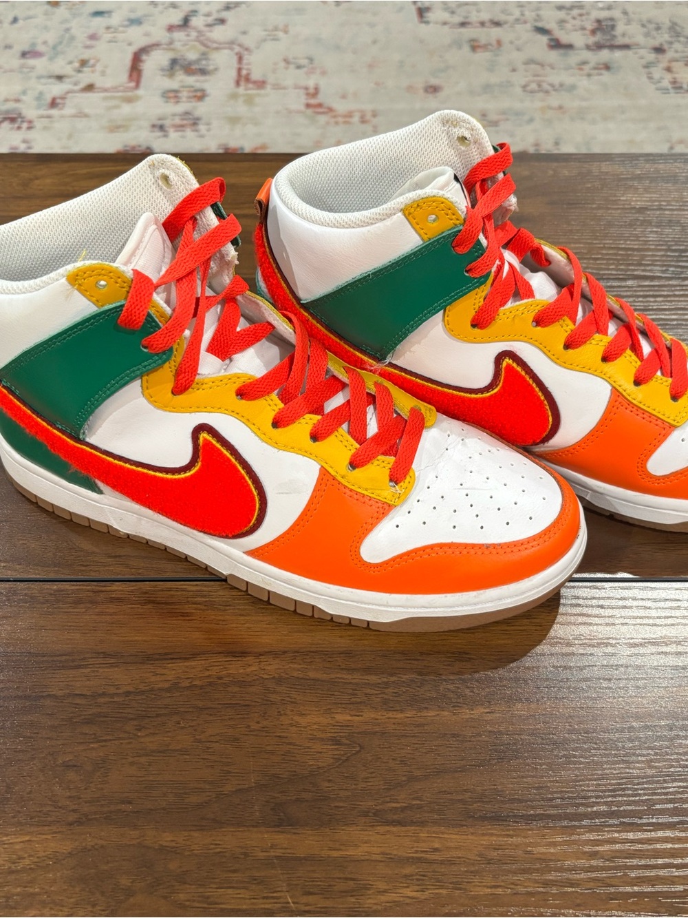 Nike Dunks High 7-11 University Sneakers - White/Orange/Red/Green/Yellow
